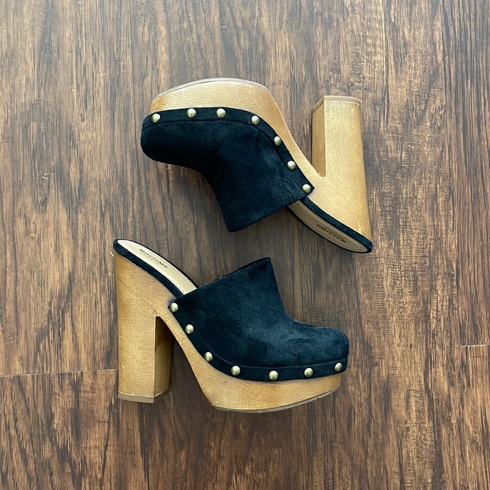 Mossimo Faux Suede Black Closed Toe Clog Mules with Studs